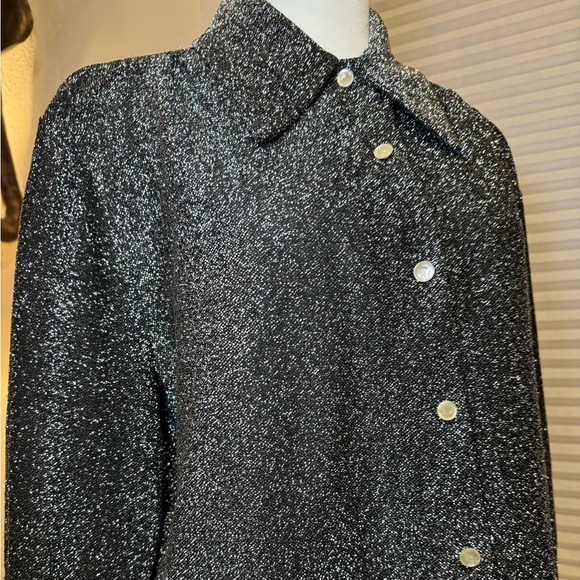 Vintage 70s Evening Party Blouse Metallic Button Up Rare Find - Picture 3 of 9